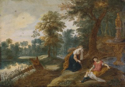 A Landscape with Pyramus and Thisbe by Attributed to Jasper van der Lanen  